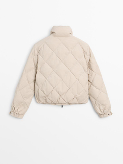 Massimo Dutti Короткая стеганая куртка, натуральный, кремовый