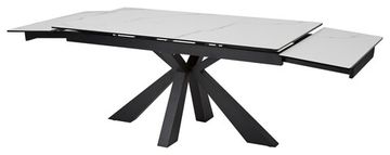 Стол ALEZIO 160 BIANCO TL-45 Белый мрамор матовый, испанская керамика/ черный каркас