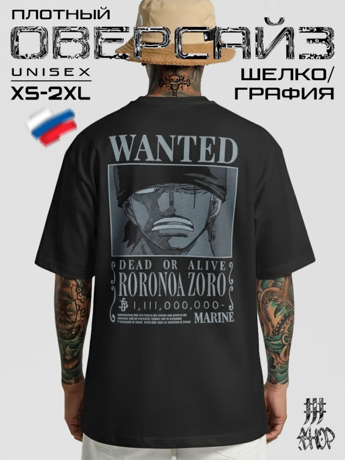 Футболка оверсайз с принтом Zoro One Piece черная