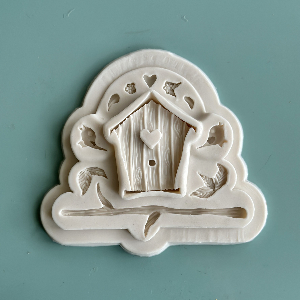 Молд силиконовый для лепки и творчества "Скворечник и птички" 10,7 см / Форма птицы для шоколада, мастики, воска и мыла