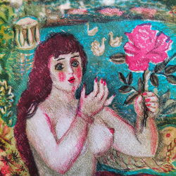 Большакова И. И. (1936–2011). Красавица с цветком. Цветная автолитография. СССР, 1971 г.