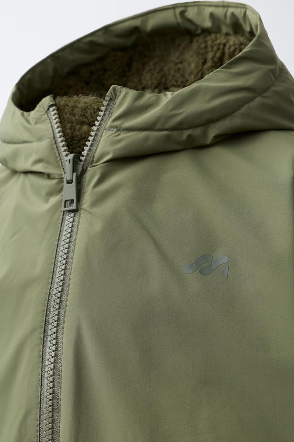 ZARA ДВУСТОРОННЯЯ ВОДОНЕПРОНИЦАЕМАЯ КУРТКА С ЛОГОТИПОМ, ХАКИ