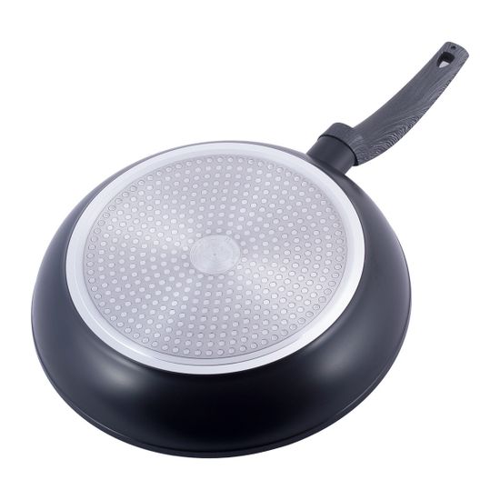 Сковорода 28 см. из кованного алюминия Kamille KM-4123 с антипригарным покрытием PTFE чёрный мрамор