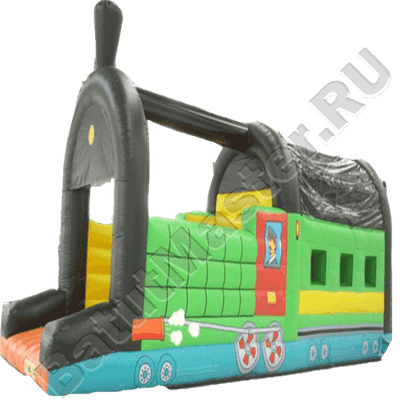 Коммерческий надувной батут "Поезд" с крышей