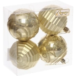 Набор шаров «Зимний коллаж» 7 см (в наборе 4 шт), Золото