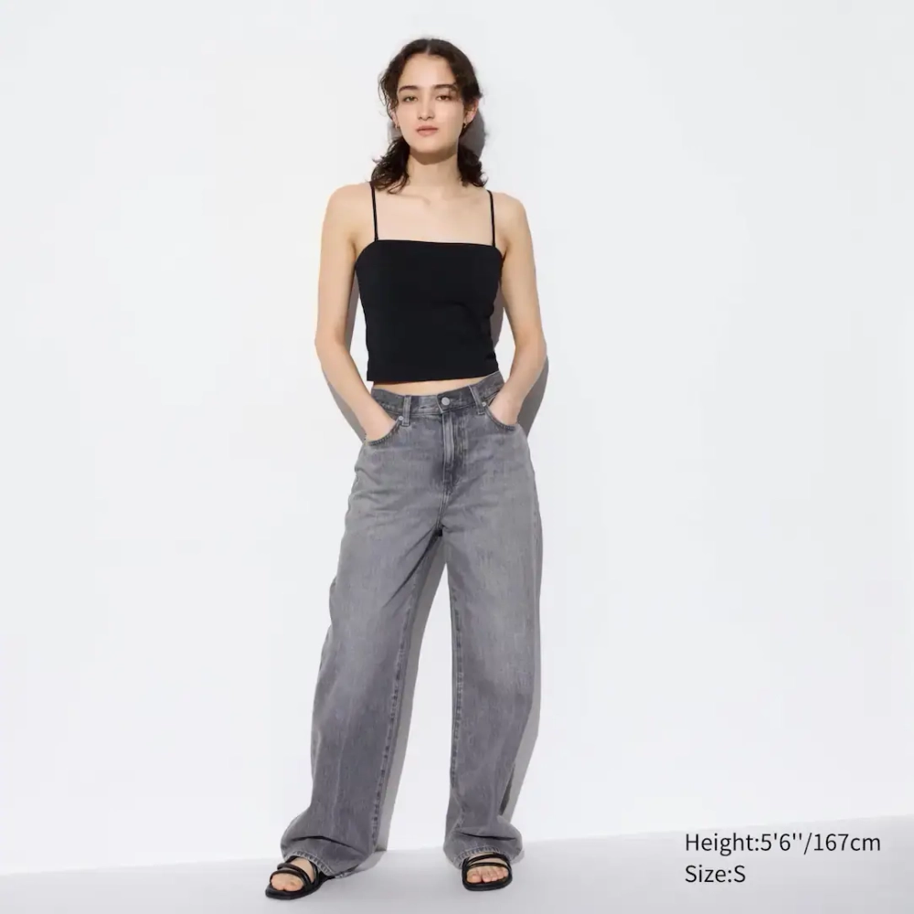 UNIQLO УКОРОЧЕННЫЙ ТОП, ЧЕРНЫЙ