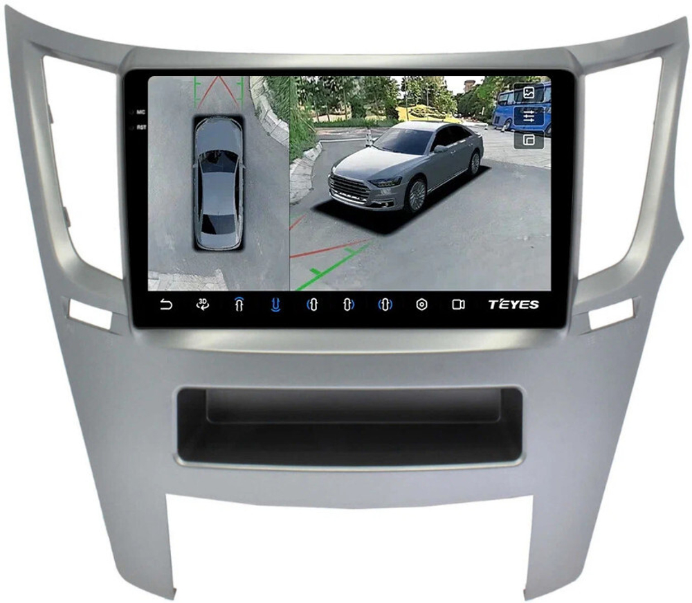 Магнитола для Subaru Legacy 5, Outback 4 2009-2014 (правый руль) - Teyes CC3-2K-360 монитор 9.5" 2K QLED на Android 10, 6+128Гб, CarPlay, 4G SIM-слот, 4 камеры в комплекте