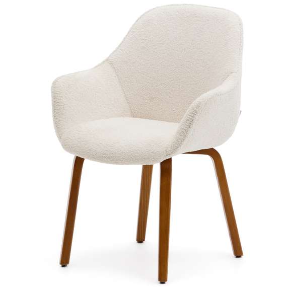 Стул Aleli, белый мех, ножки орех