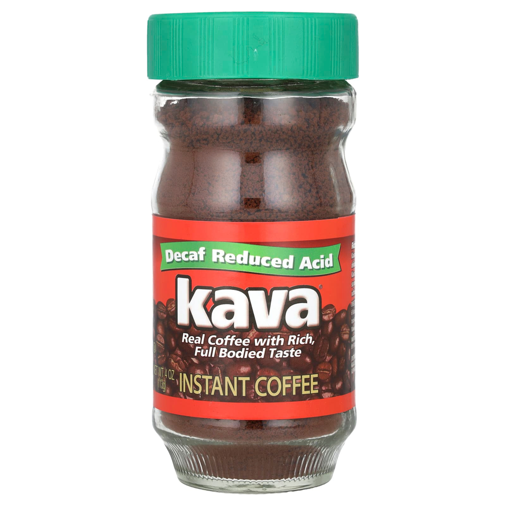 Kava Coffee, растворимый кофе, с пониженным содержанием кислоты, без кофеина, 113 г (4 унции)