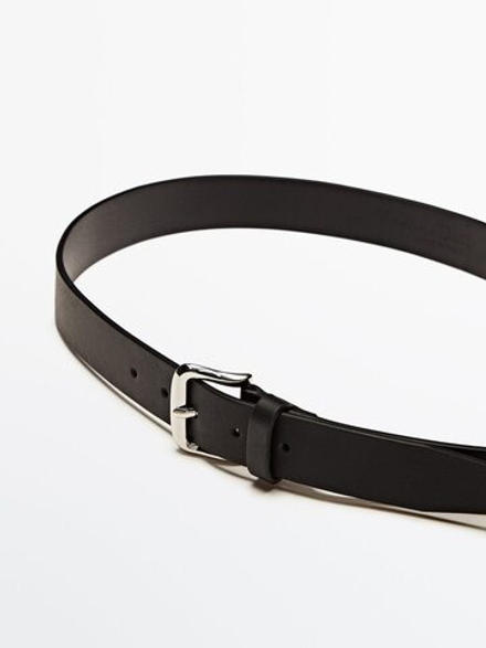 Massimo Dutti Ремень из мягкой кожи наппа, черный