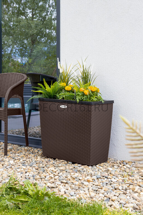Напольное Кашпо RATTAN 28 литров OLA DOM коричневый с автополивом