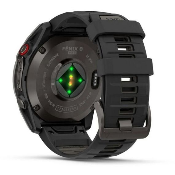 Garmin Fenix 8 Pro 51 мм Amoled Sapphire Carbon Gray DLC Titanium with Black/Pebble Gray Silicone Band (010-03199-00/010-03199-01)
