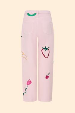 Джинсы с вышивкой (Brunch Basket), светло-розовые