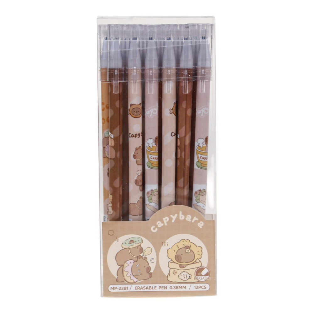 Ручка пиши-стирай "Капибара", 0,38мм, синяя, 5 видов микс