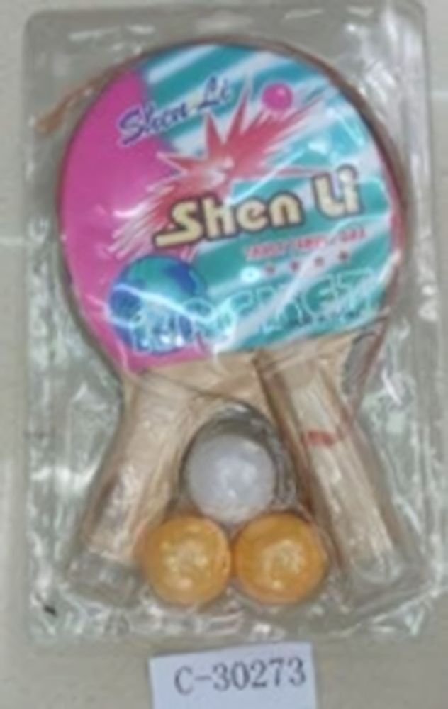 Набор настольного тенниса 2 ракетки+3 мяч, дерево, на блистере, 23х14 см, толщина ракетки 0,4 см, с-