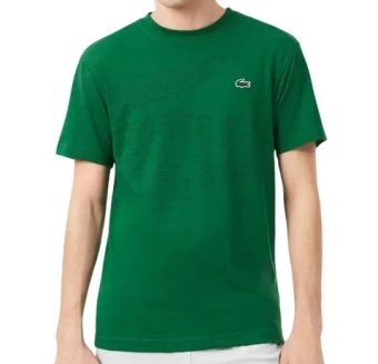 Мужская теннисная футболка Lacoste Ultra Dry Crocodile Print Sport - fairway/black