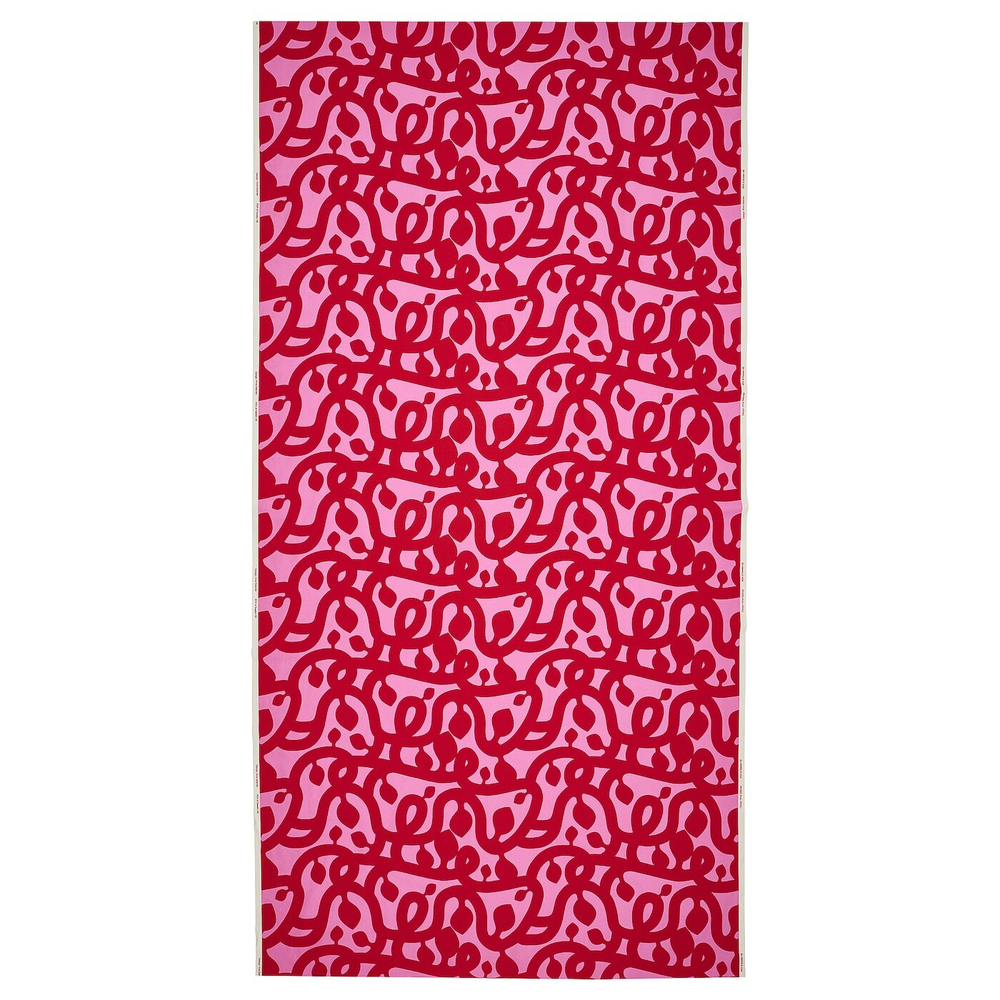 IKEA FLUGBLOMSTER  (ИКЕА ФЛУГБЛОМСТЕР)  -  Ткань с отделкой, розовая, 150x300 см