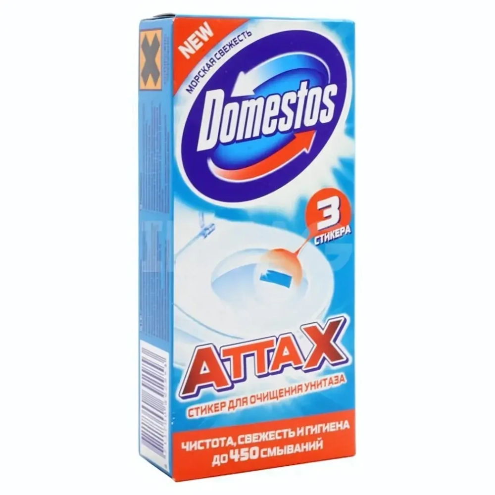 Стикер для очищения унитаза DOMESTOS очищающий Морская свежесть 3*10 гр