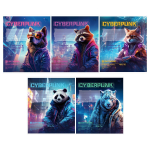 Тетрадь школьная А5 12л клетка "Cyberpunk" выб.лак (BG)