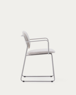 Стул Meli из бежевого шенилла с бежевой металлической структурой