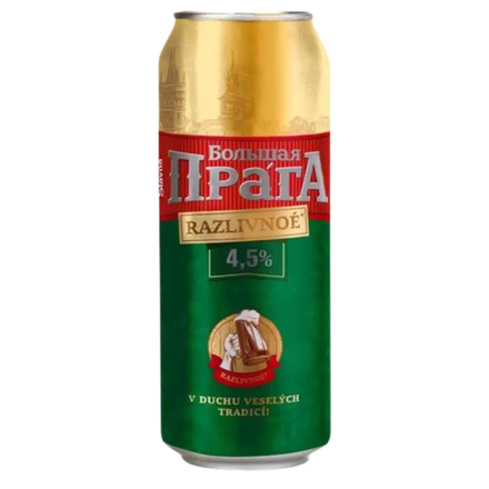 Пиво Большая Прага разливное 0,45 л ж/б