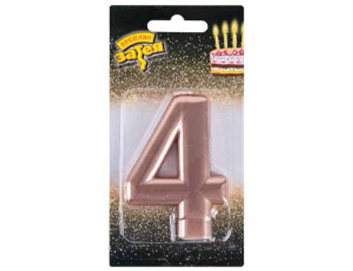 Свеча -цифра "4" Розовое золото
