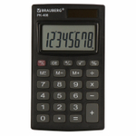 Калькулятор карманный BRAUBERG PK-408-BK (97x56 мм) 8 разрядов двойное питание черный (2 штуки в упаковке)