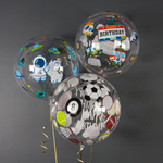 Шар с клапаном (18''/46 см) Сфера, Машинки, Прозрачный, Кристалл