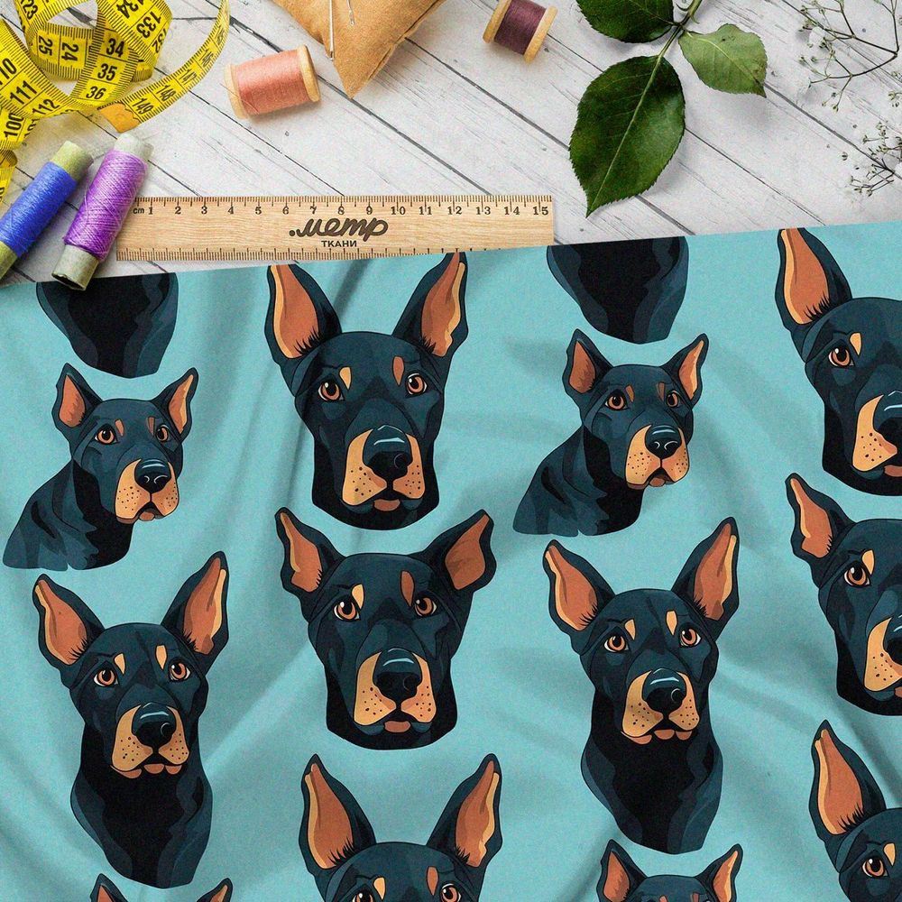 Ткань премиум Оксфорд 600D серьезные псы на голубом