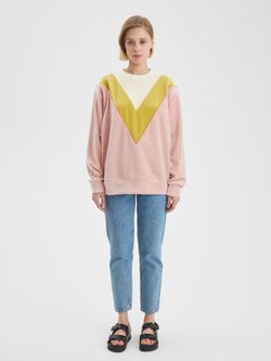 Свитшот с угловой вставкой пудра/горчица