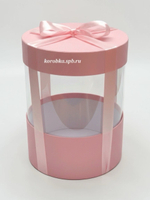 Плотная коробка-аквариум для торта с прозрачными стенками Цвет :Нежно розовый.