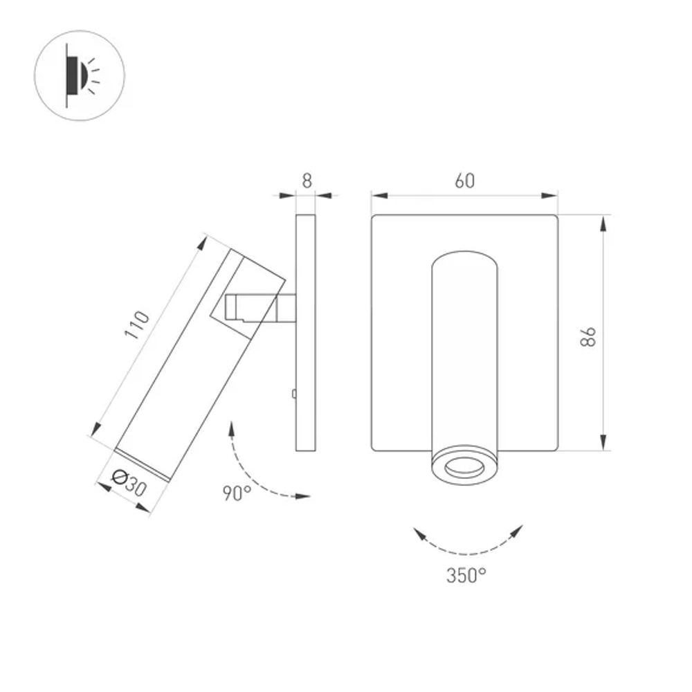 Светильник SP-READER-S60x86-3W Warm2700 (BK, 20 deg, 230V) (Arlight, IP20 Металл, 3 года) 052938