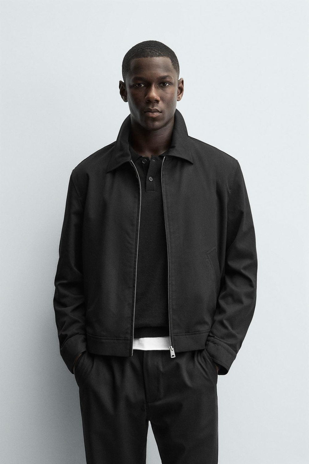 ZARA КУРТКА-РУБАШКА REGULAR FIT, ЧЕРНЫЙ