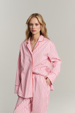 Брюки с кантом из сатина в полоску