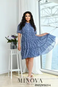 Платье 8635-6-синий -джинс Minova