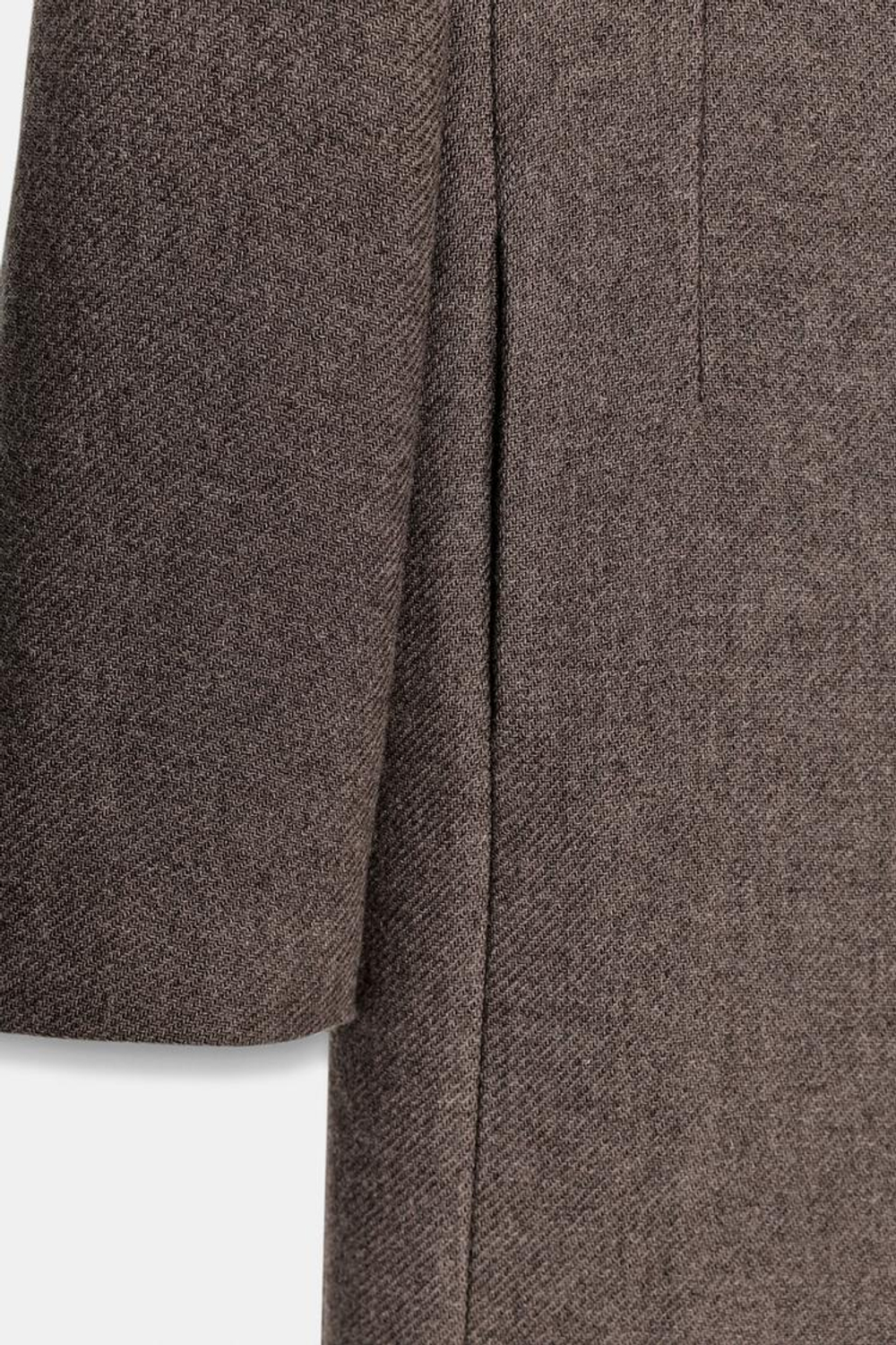 ZARA ПАЛЬТО ИЗ ШЕРСТИ — ZW COLLECTION LIMITED EDITION, СЕРОВАТО-КОРИЧНЕВЫЙ