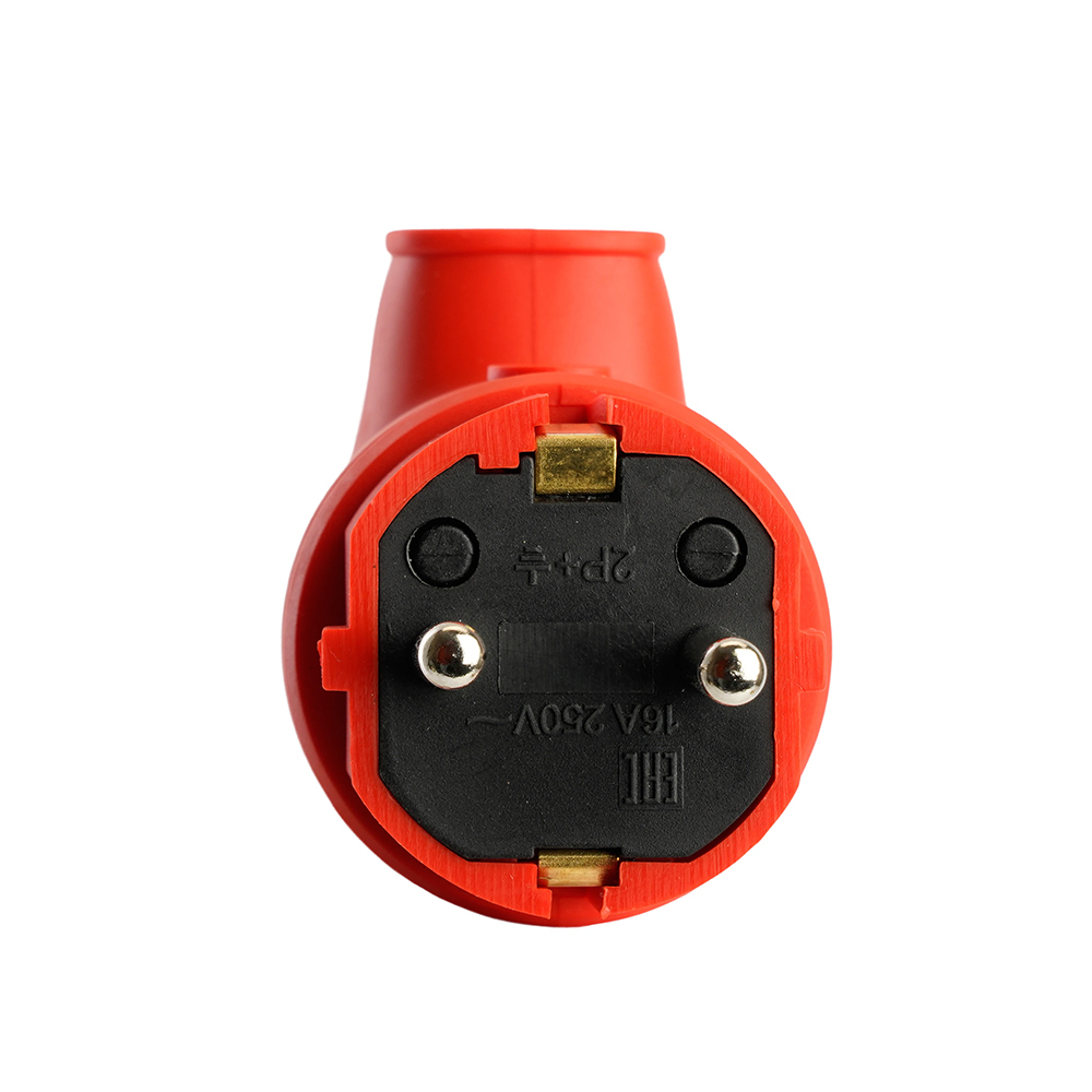 Вилка угловая с/з STEKKER, RPG16-21-442 , каучук, 250В, 16A, IP44, красный 39253