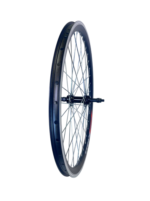 Колесо заднее 24 TRIX ал. дв. чер. / Втулка: сталь. трещ. гайки черн. 14887