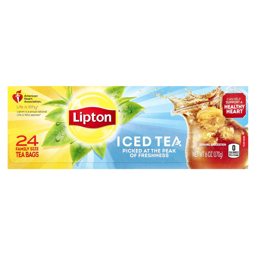 Lipton, Черный чай со льдом, 24 чайных пакетика для всей семьи, 170 г (6 унций)