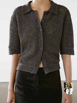 Massimo Dutti Кардиган с короткими рукавами, коричневый