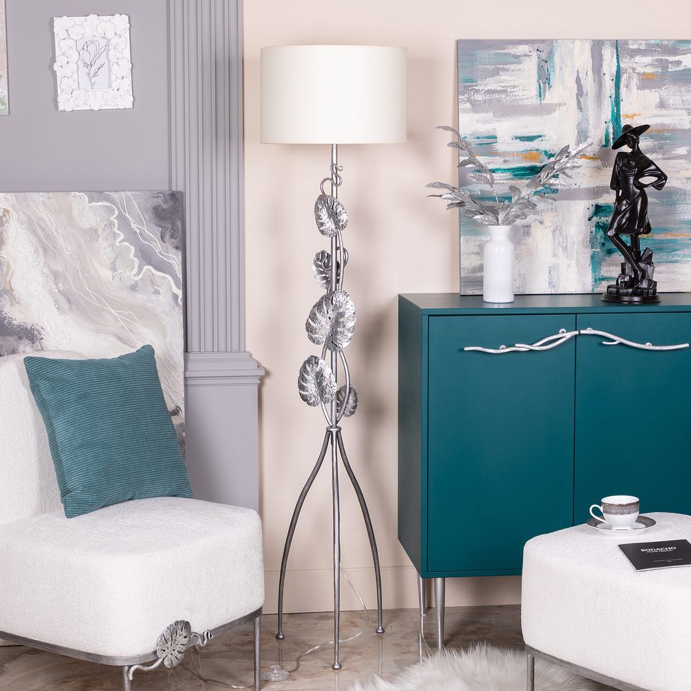 Светильник напольный торшер Monstera Deliciosa (Монстера) с абажуром Винтаж-2 Айвори