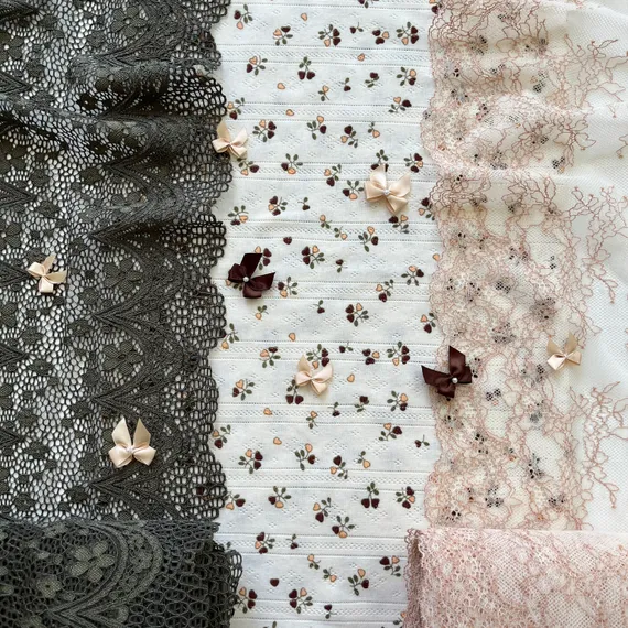 Рибана ажурная, молочная/сердечки