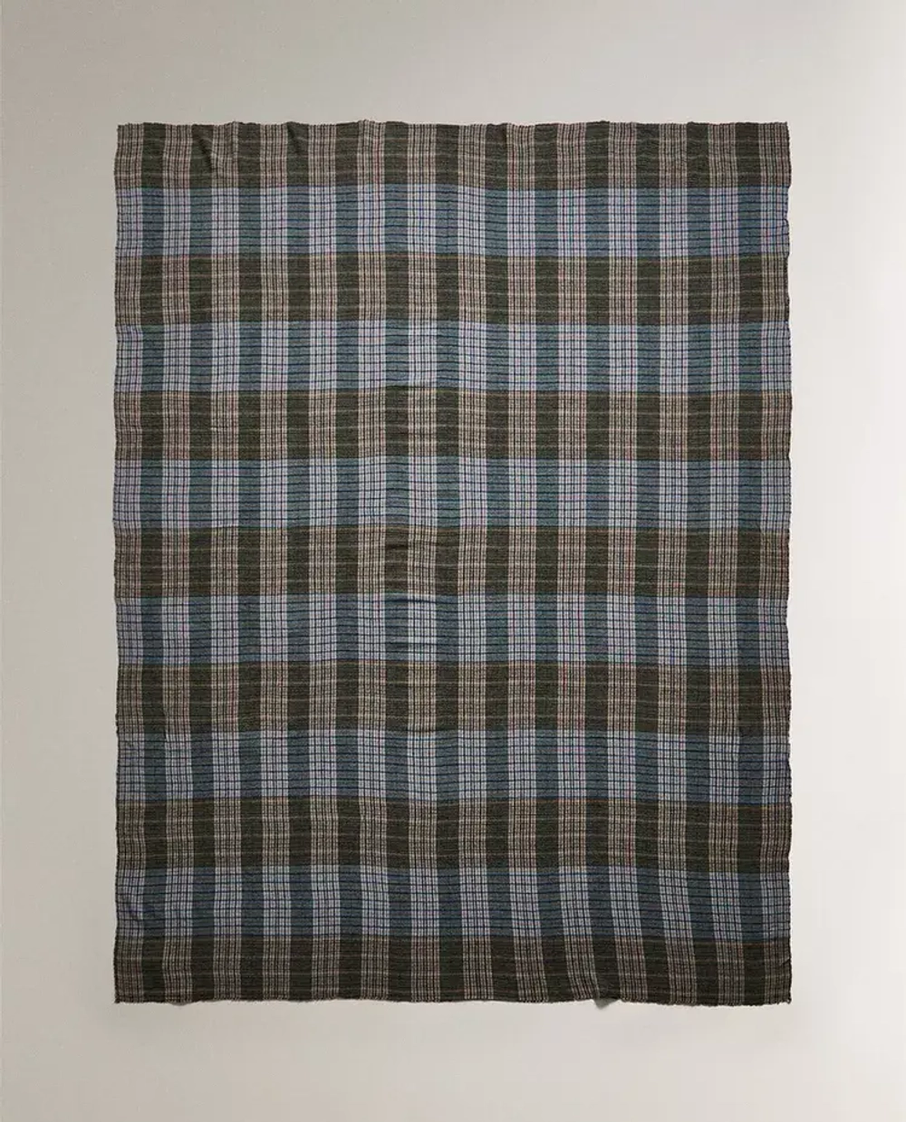 ZARA HOME ШЕРСТЯНОЙ ПЛЕД В КЛЕТКУ, ЗЕЛЕНЫЙ