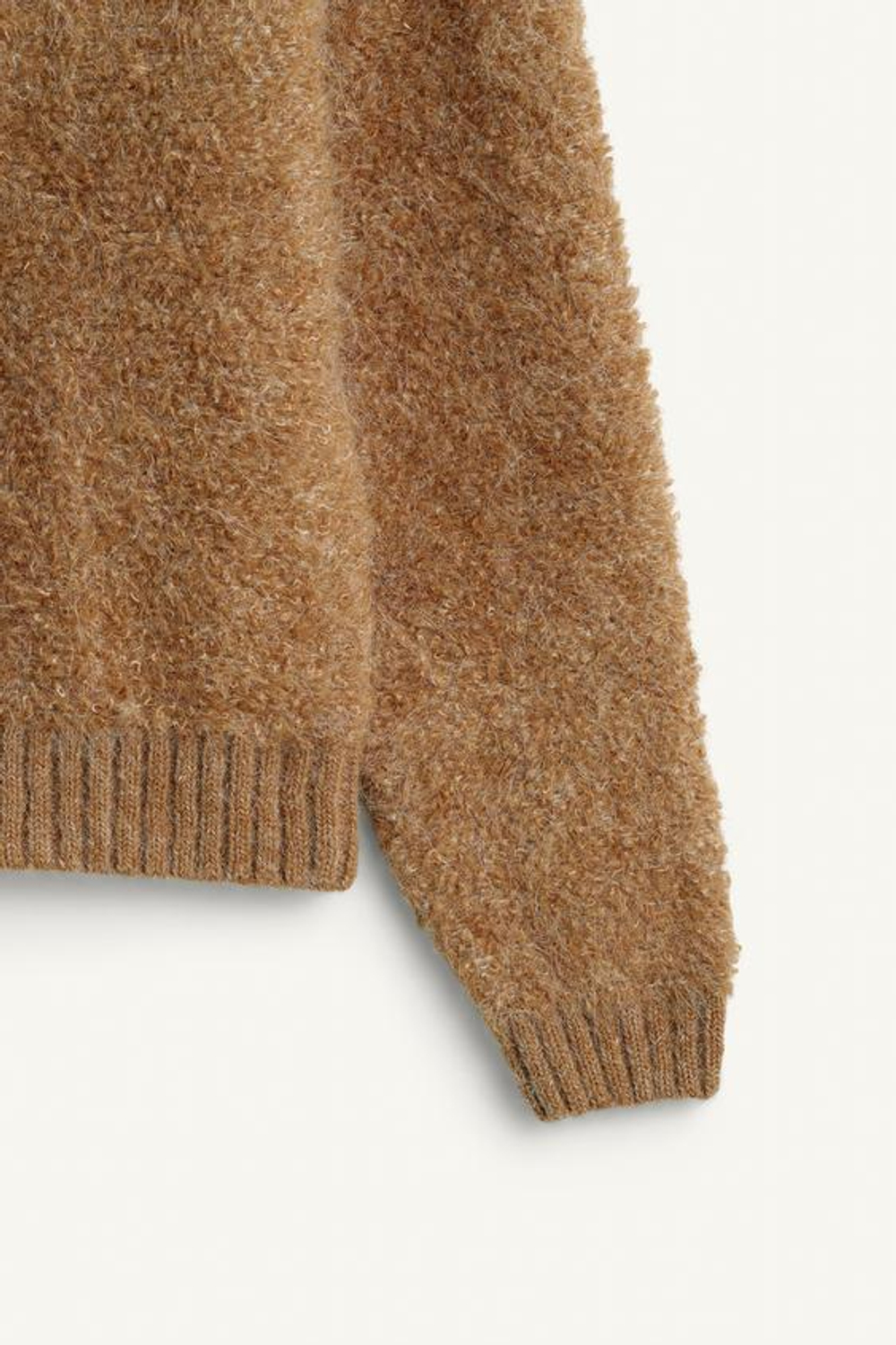 ZARA СВОБОДНЫЙ ВЯЗАНЫЙ СВИТЕР С ВОЛОКНОМ АЛЬПАКИ, МЯГКИЙ КАШТАНОВЫЙ