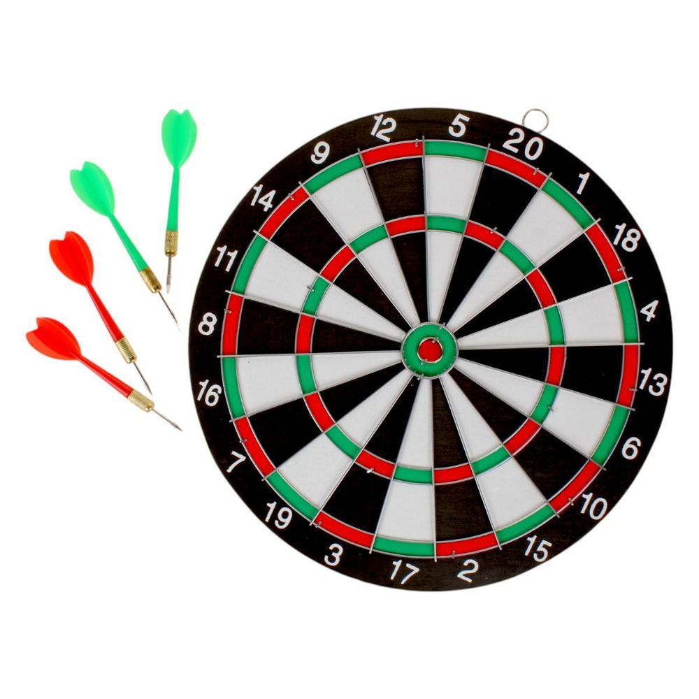 Дартс с иглами д-29 см с сеткой железной, в наборе 4 дротика, с-30857, в пакет