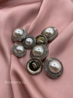 Пуговицы жемчуг  серебро с чернением