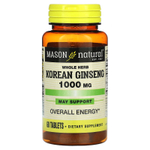 Mason Natural, Корейский женьшень, цельные травы, 60 таблеток