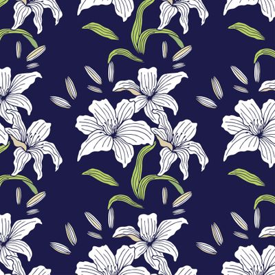 Lily flowers seamless pattern.