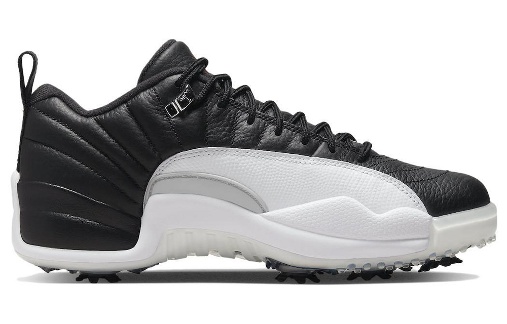 Jordan Air Jordan 12 Low Golf Black and White leather non-slip wear-resistant wrapping support low-top golf shoes for men and women the same black and white