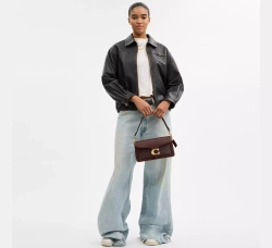 COACH СУМКА ЧЕРЕЗ ПЛЕЧО SIGNATURE CANVAS TABBY 26, ТЕМНО-КОРИЧНЕВЫЙ